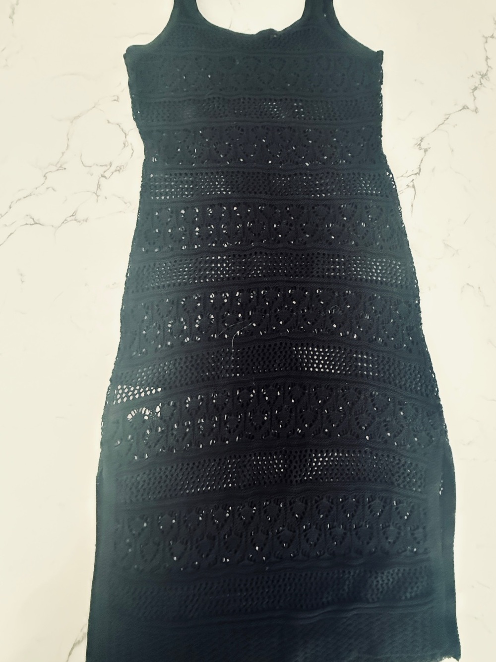Black Crochet Knit Tank Coverup  Dress